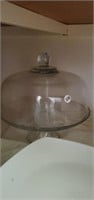 Glass cake dome and 2 glass mixing bowls