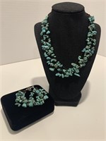 Composite Turquoise Necklace and Bracelet