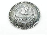 DECORATIVE VIKING SHIP METAL BROOCH