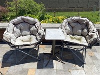 2 Folding Bag Chairs and Patio Table