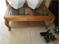 Bleached Pine Coffee Table with Glass Tops