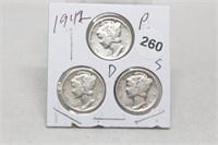 1942PDS Mercury Dimes