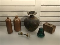 Signed pottery, vintage insulator & more