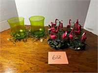 FLAMINGO CANDLE HOLDERS AND MISC