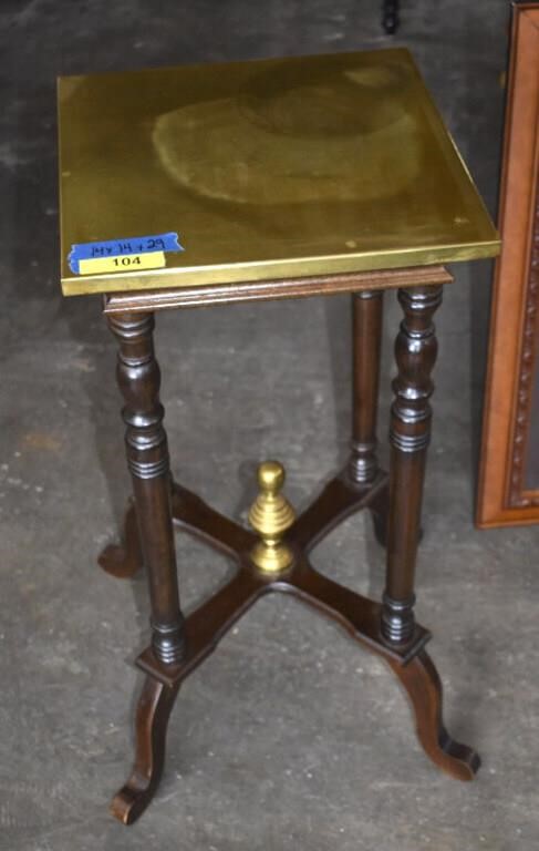Nice Vintage Brass Top Square Side Table
