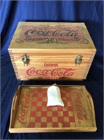 GAME CHEST, COCA-COLA WOODEN BOX WITH BRANDING,