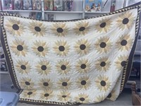 Vintage king size handmade sunflower quilt