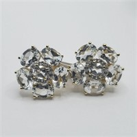 Silver and White Topaz Earrings
