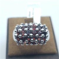 Silver Garnet Ring SZ. 7.75