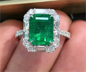3.29ct Natural Emerald Ring, 18k gold