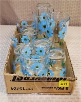 Lot of Sour Cream "Blue Flower" Pattern Glasses