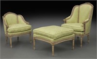(2) French carved and upholstered armchairs