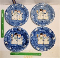 Snow Couple hand painted Christmas plates