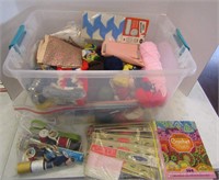 Tub of Yarn & Sewing Supplies