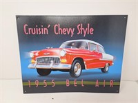1955 Bel Air Cruisin Chevy Style Metal sign. 16"