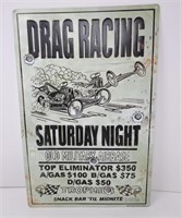 Drag Racing Metal Sign. 11" l x 17" h