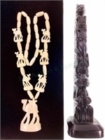 Bone Carved Camel Necklace & Inuit Totem Pole