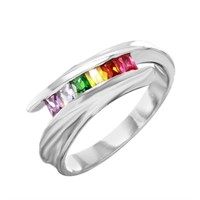 Sterling Silver Multi-Color Crystal Ring