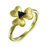 Sterling Silver Flower Blue Crystal  Ring