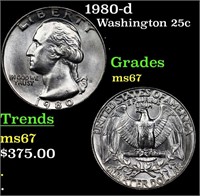 1980-d Washington Quarter 25c Grades GEM++ Unc