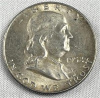 1952-D Franklin Silver Half Dollar, Nice AU