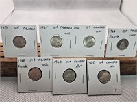 LOT OF 7 SILVER DIMES SOME UNC