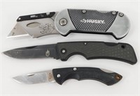 Three Folding Lock Blades Knives: Buck, Gerber &