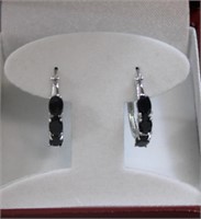 2ct genuine onyx hoop earrings