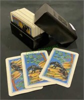 Vintage playing cards with panther in plastic