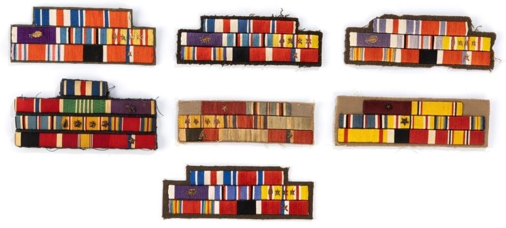WWII Lot of Seven Custom-Sewn Ribbon Bars