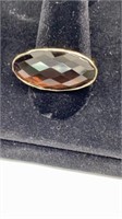 Gold tone brown stone ring stamped CN sz 9