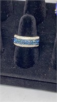 Blue and CZ ring stamped S 925 sz 7.5