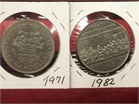 1971 & 1982 Canada Commemorative $1 Coins