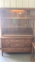 Mid century Drexel 2 Pc Hutch Lighted  38” x 21”