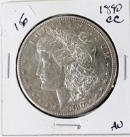 1890 CC MORGAN DOLLAR   AU