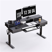 Electric Standing Desk  55 Inches  Black