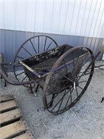 2 wheel metal planter, rusted through