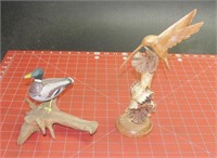 Two Handcarved Bird Statues, Wood
