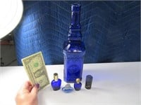 (5) glass Cobalt Blue Vtg Bottles perfume etc