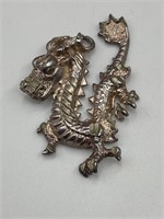 Sterling Silver Diamond Cut Dragon Pendant