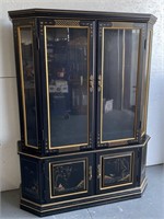 Black Lacquered Asian Lighted China Cabinet