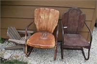 3 Vintage Chairs, 2 Metal & 1 Wood