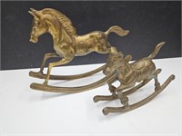 2 Brass horses 6.5" & 8.5" Long