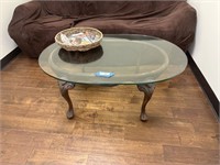 Glass top coffee table w/ wood bottom