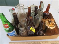 Box of old bottles, misc.