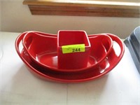 Red serving bowls