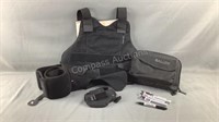 Assorted Tactical Gear Holster/Soft Armor/Pens