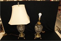Pair of Crystal Lamps on marble base