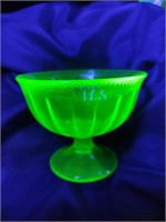 Federal Glass Fluted Rope Green Uranium Dish