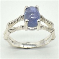 SILVER TANZANITE(1.55CT) RHODIUM PLATED RING